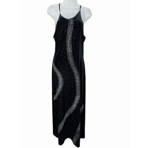 Jump Apparel Black Velvet Rhinestone Dress Y2K Grunge Goth Whimsigoth Evening 10